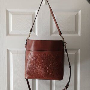 Patricia Nash Brown Embossed Leather Tote